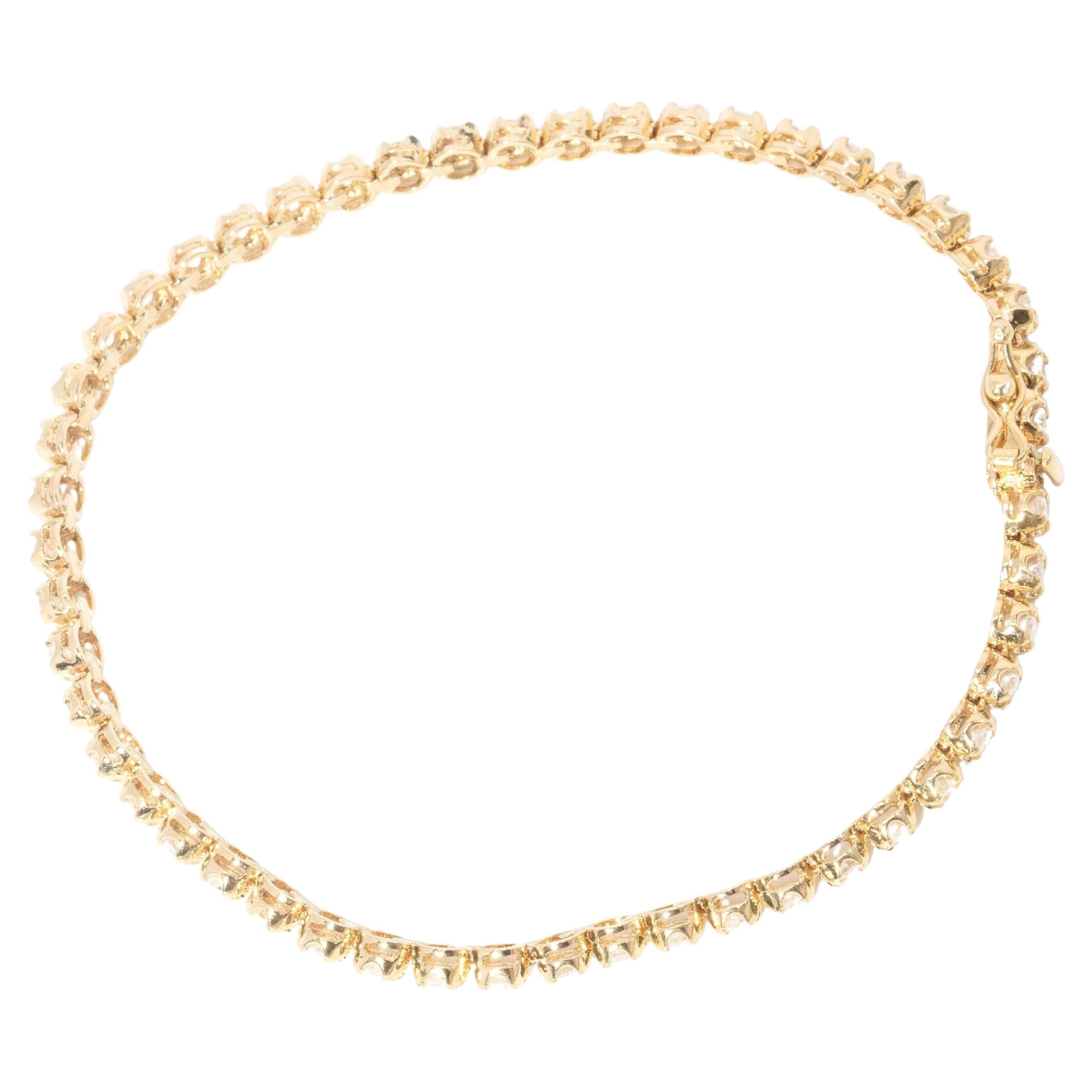 Contemporary Brilliant Diamond Tennis Bracelet 18 Carat Yellow Gold