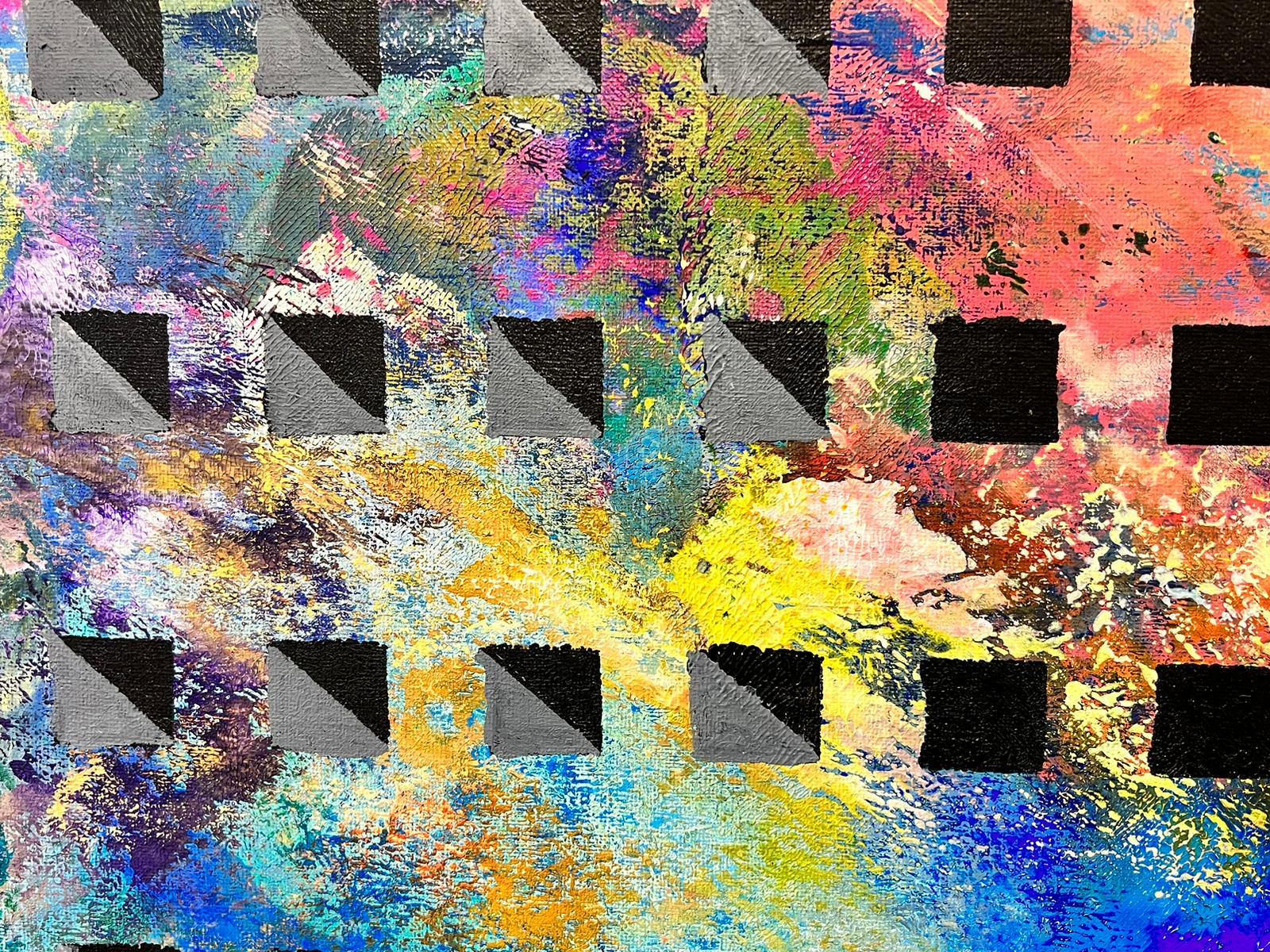 Pittura astratta Modern British colorata con motivi e disegni geometrici - Painting di Contemporary British 