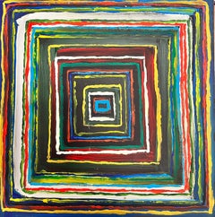 Peinture abstraite britannique moderne et colorée carrée 