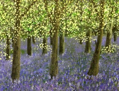 Colourful Modern British Blue Bell Forest Landscape Symbolist Painting