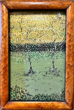 Colourful Modern British Painting Blossom Trees Polka Dots