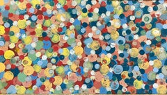 Colourful Modern British Painting Dots & Spots Summer Colors Gilt Frame