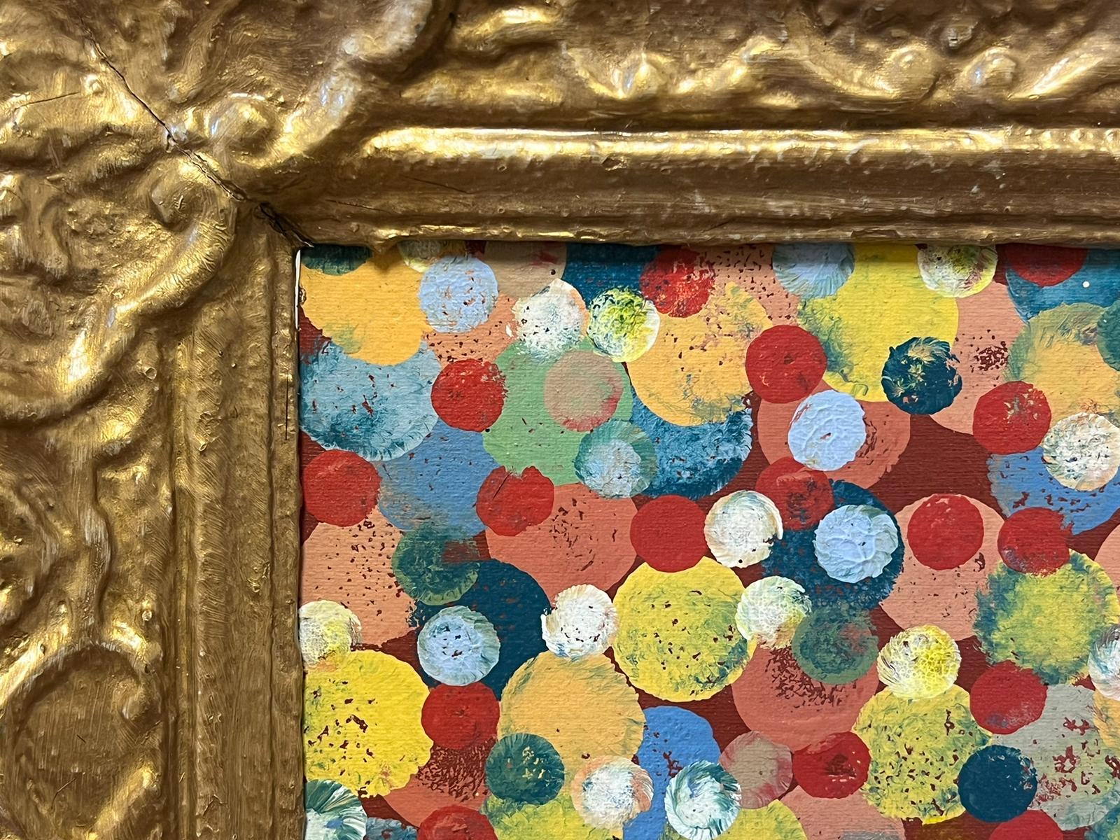 Colourful Modern British Painting Dots & Spots Summer Colors Gilt Frame For Sale 3