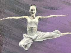 Colourful Modern British Painting The Dancer White against Purple background