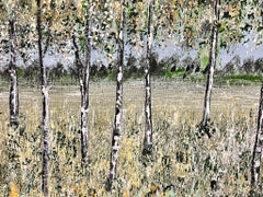 Colourful Modern British Summer Tall Tree Landscape Symbolist Painting