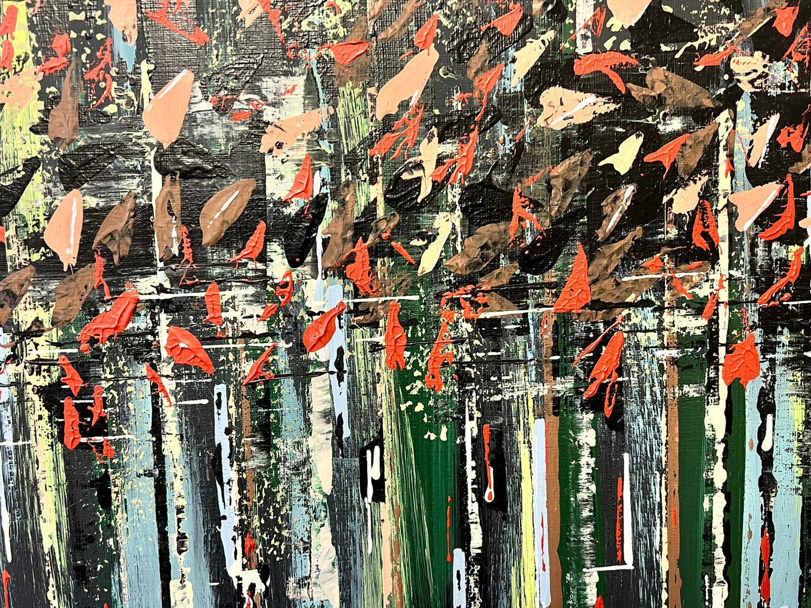 Color Modern British Estate Paesaggio boschivo fitto di alberi - Landscape Painting Nero di Contemporary British 