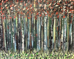 Colourful Modern British Summer Thick Woodland Landscape Dense Trees