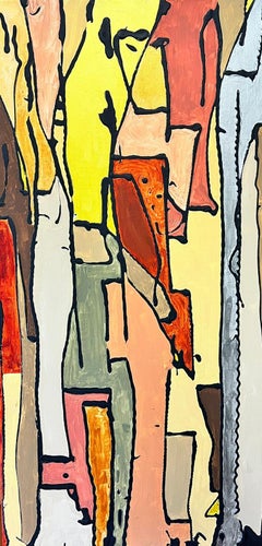 Zeitgenössische britische kubistische abstrakte Malerei auf Leinwand Großformat