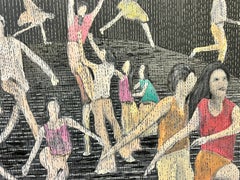 Large British Abstract Contemporary Painting Dancing Group of Figures