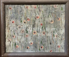 Large Modernist British Oil Poppies Abstract Painting