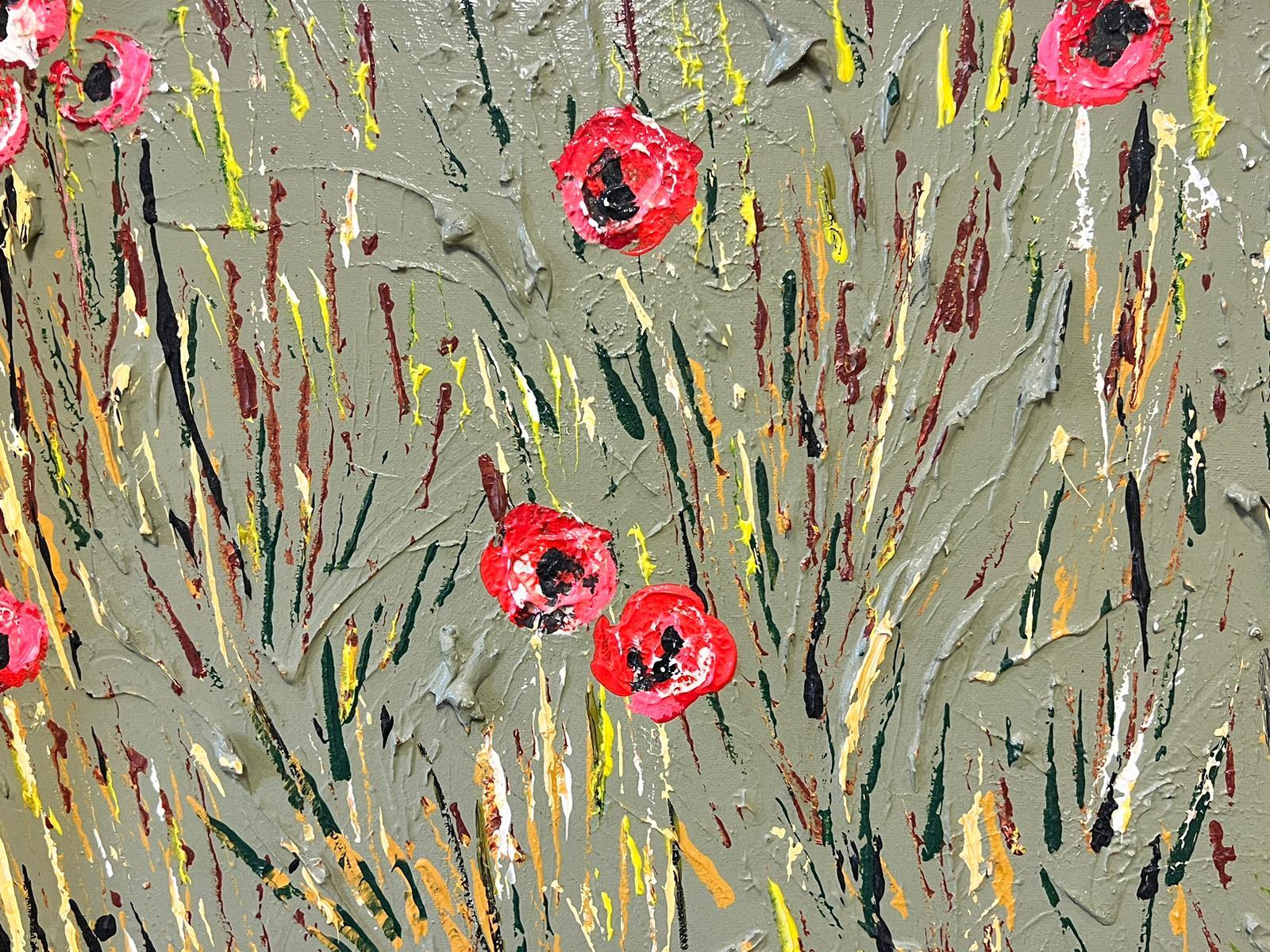 Poppies in Field Close up Contemporary British Painting - Very Large Size 3