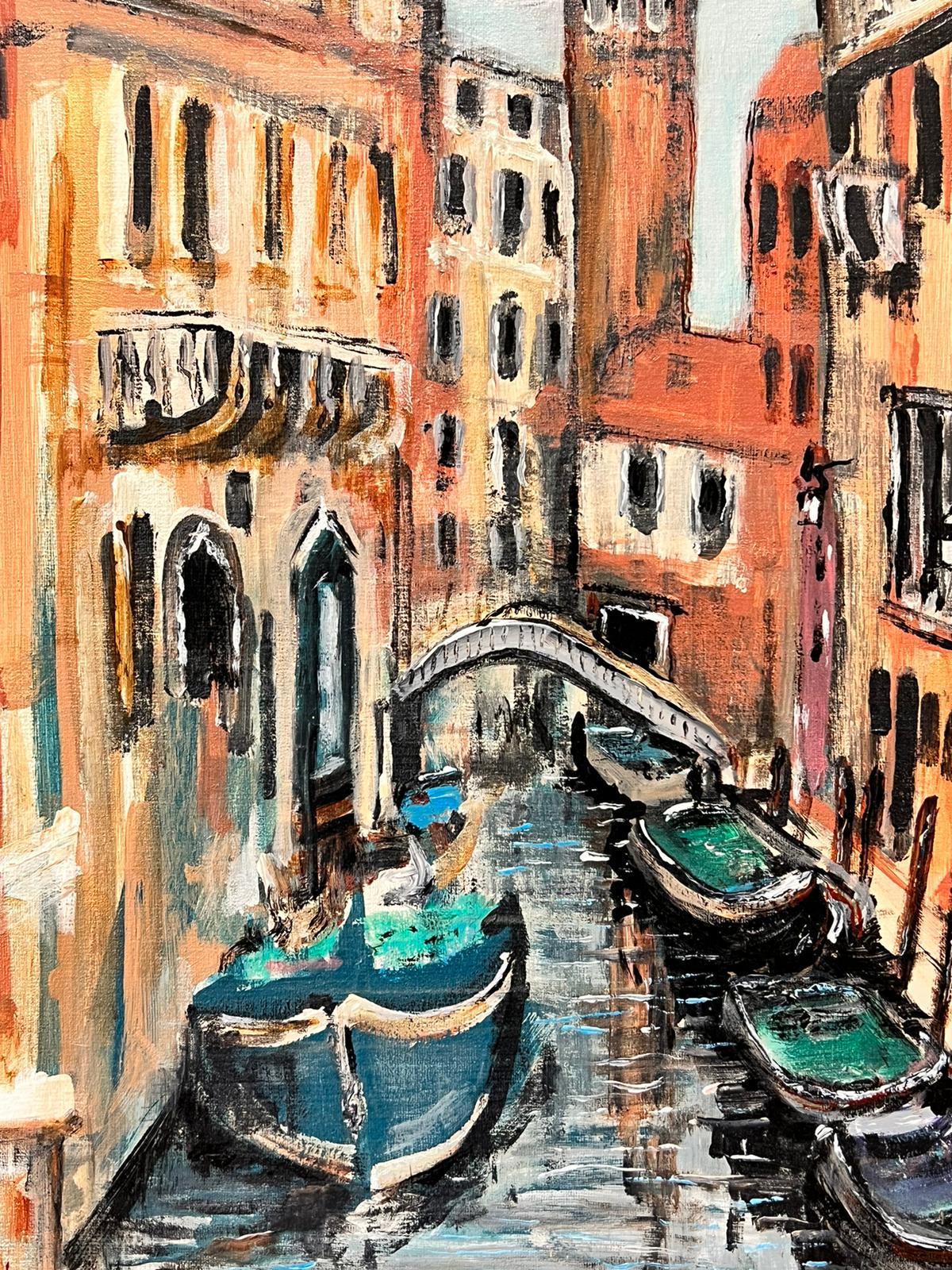 The Venetian Canal Quiet Backwater Modern British Painting  For Sale 2