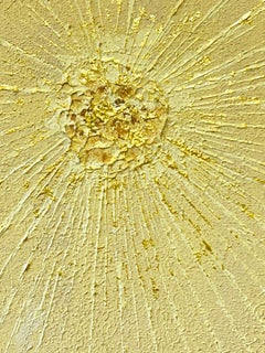 Yellow Sun British Symbolist Oil Painting on Canvas Bright Yellow Thick Paint