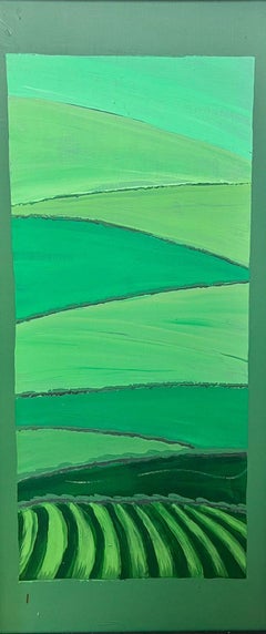 Peinture britannique cubiste géométrique abstraite formes abstraites verts
