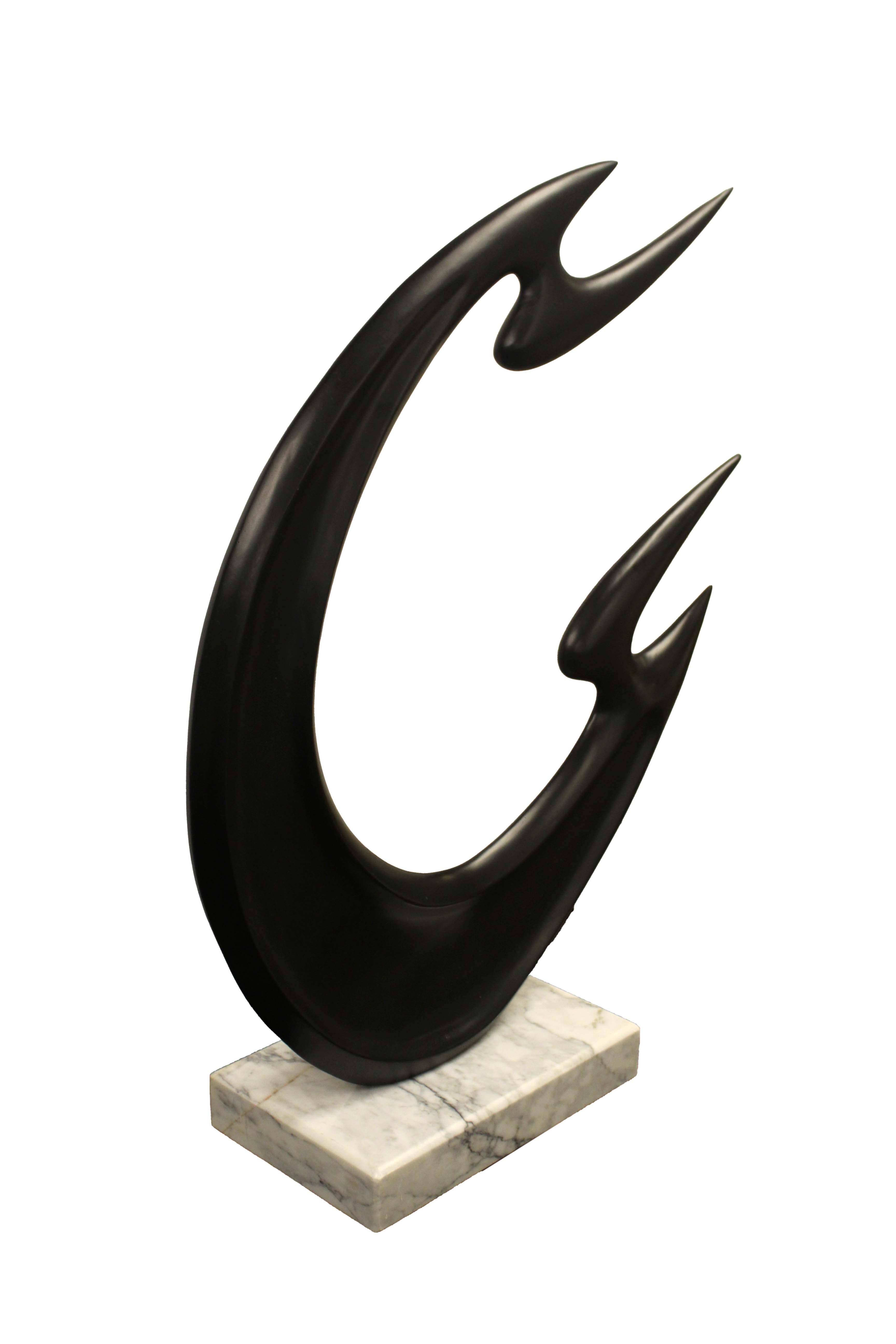 Contemporary Bronze Abstract Sculpture on Marble Base In Good Condition In Keego Harbor, MI