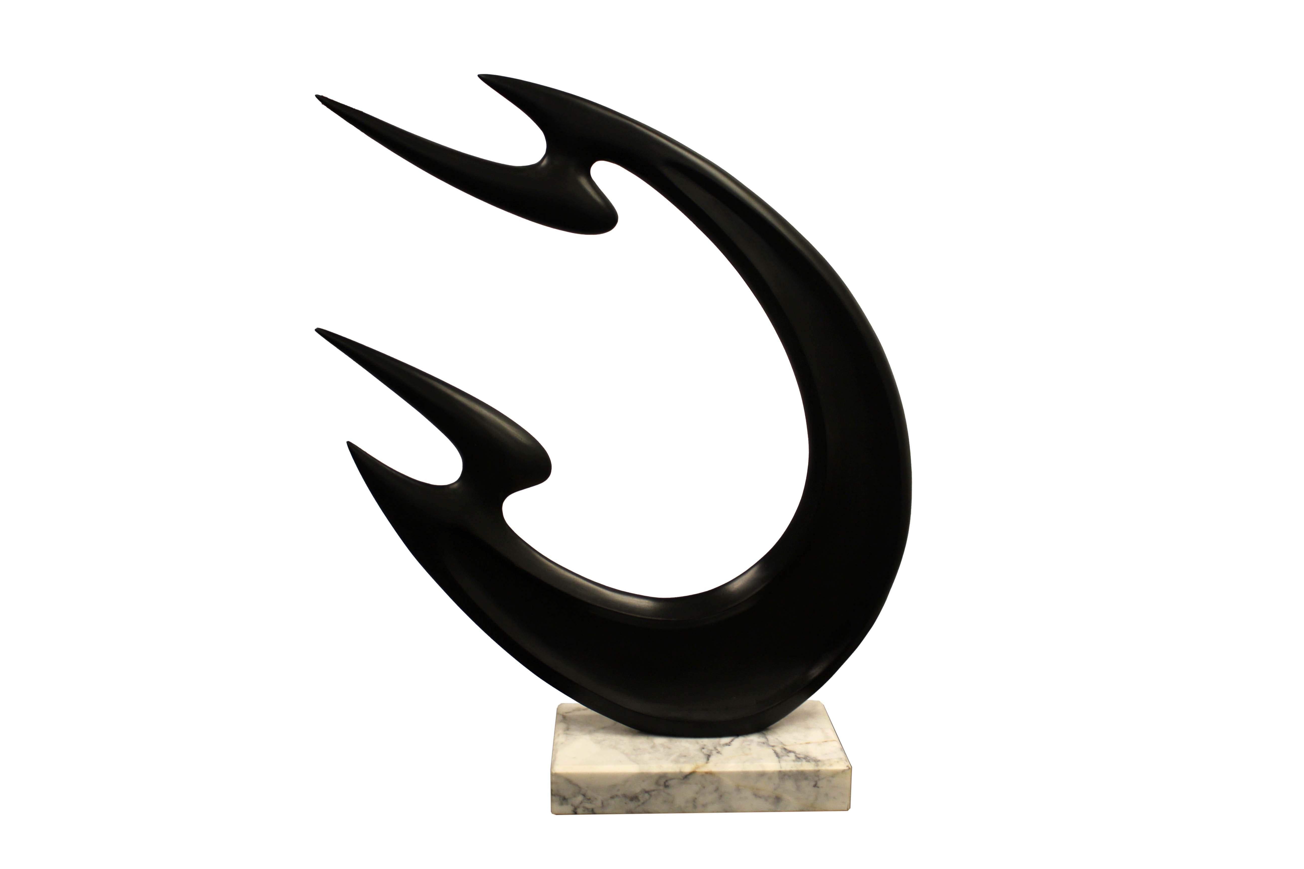 Contemporary Bronze Abstract Sculpture on Marble Base 1