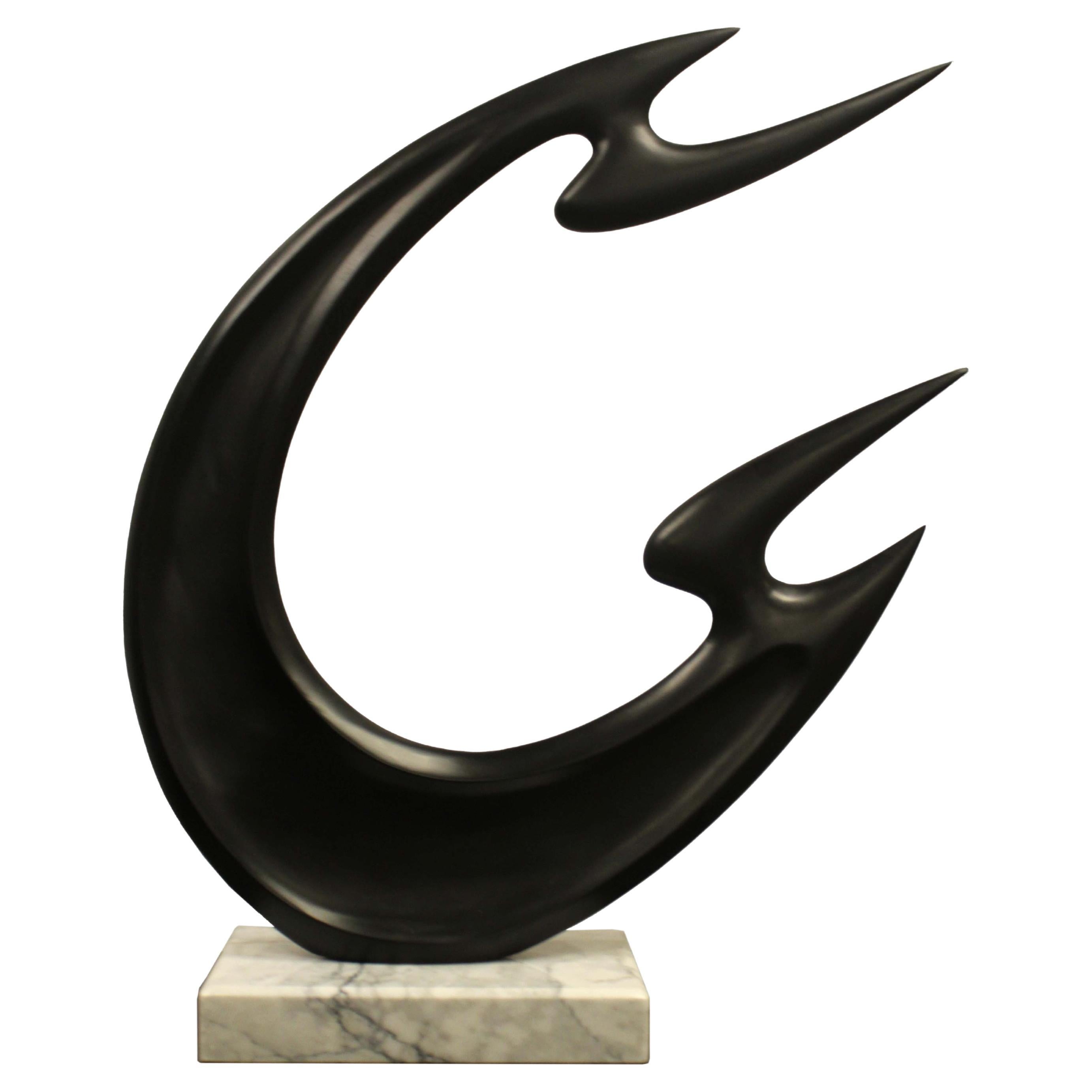 Contemporary Bronze Abstract Sculpture on Marble Base