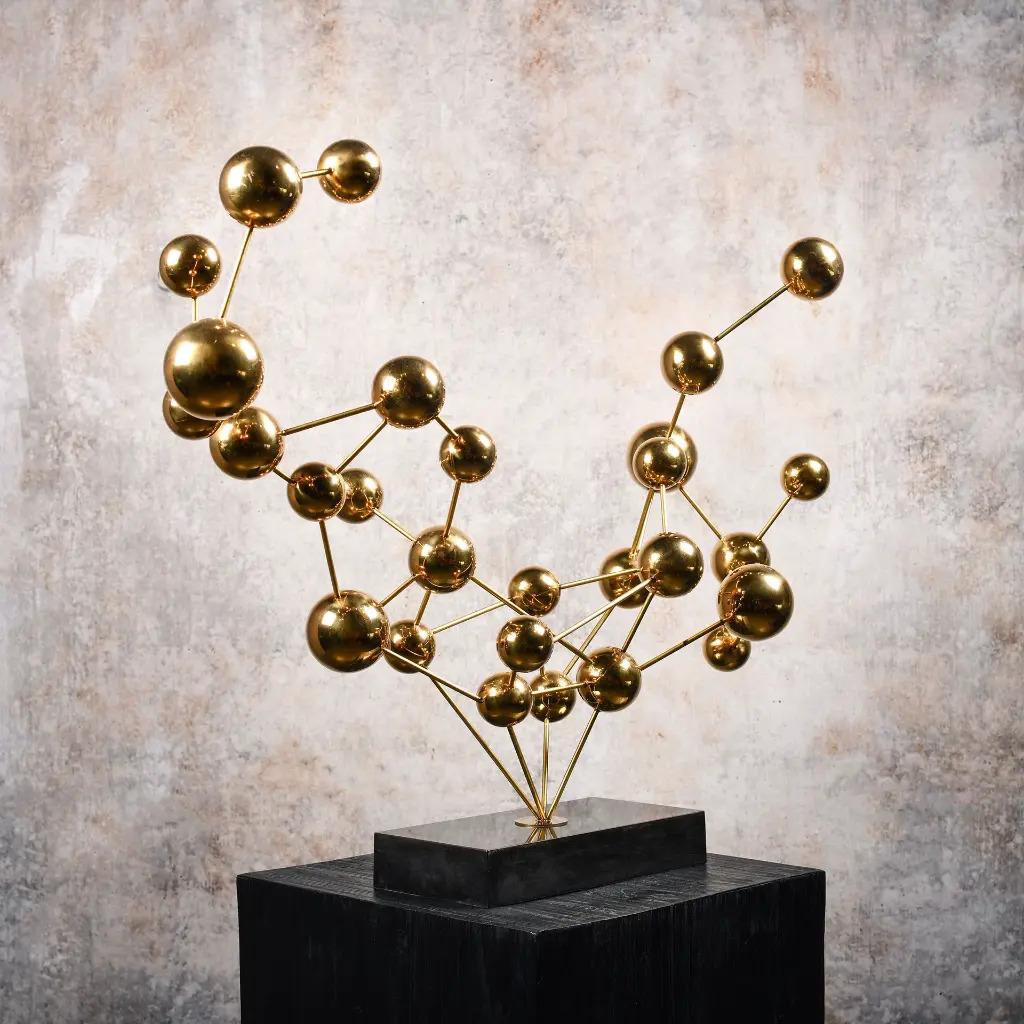 Organic Modern Contemporary Bronze and Black Marble Sculpture For Sale