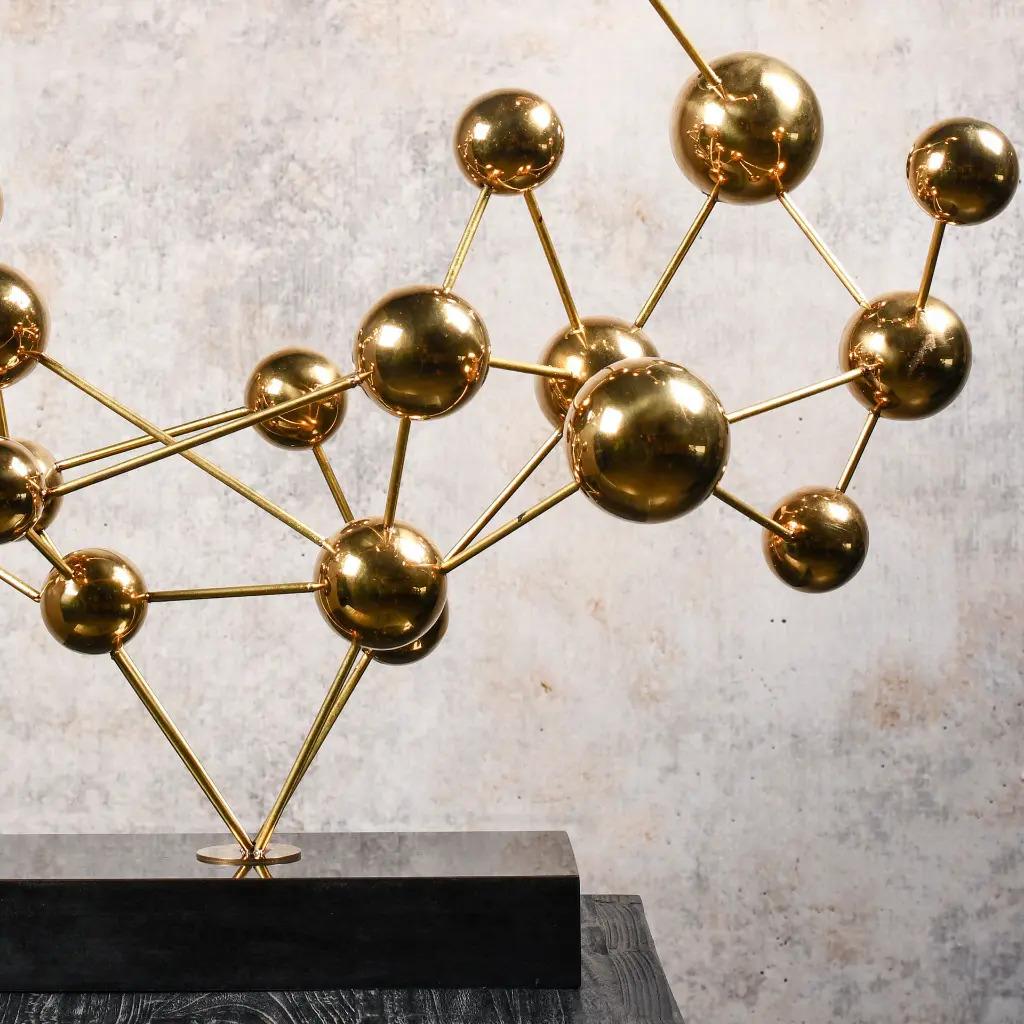 Gilt Contemporary Bronze and Black Marble Sculpture For Sale