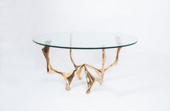 Contemporary Bronze and Glass top Dining table by Pierre Salagnac