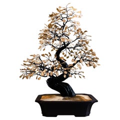 Zeitgenössische Bonsai-Mayflor-Skulptur aus Bronze und Gold von Pierre Salagnac, Frankreich