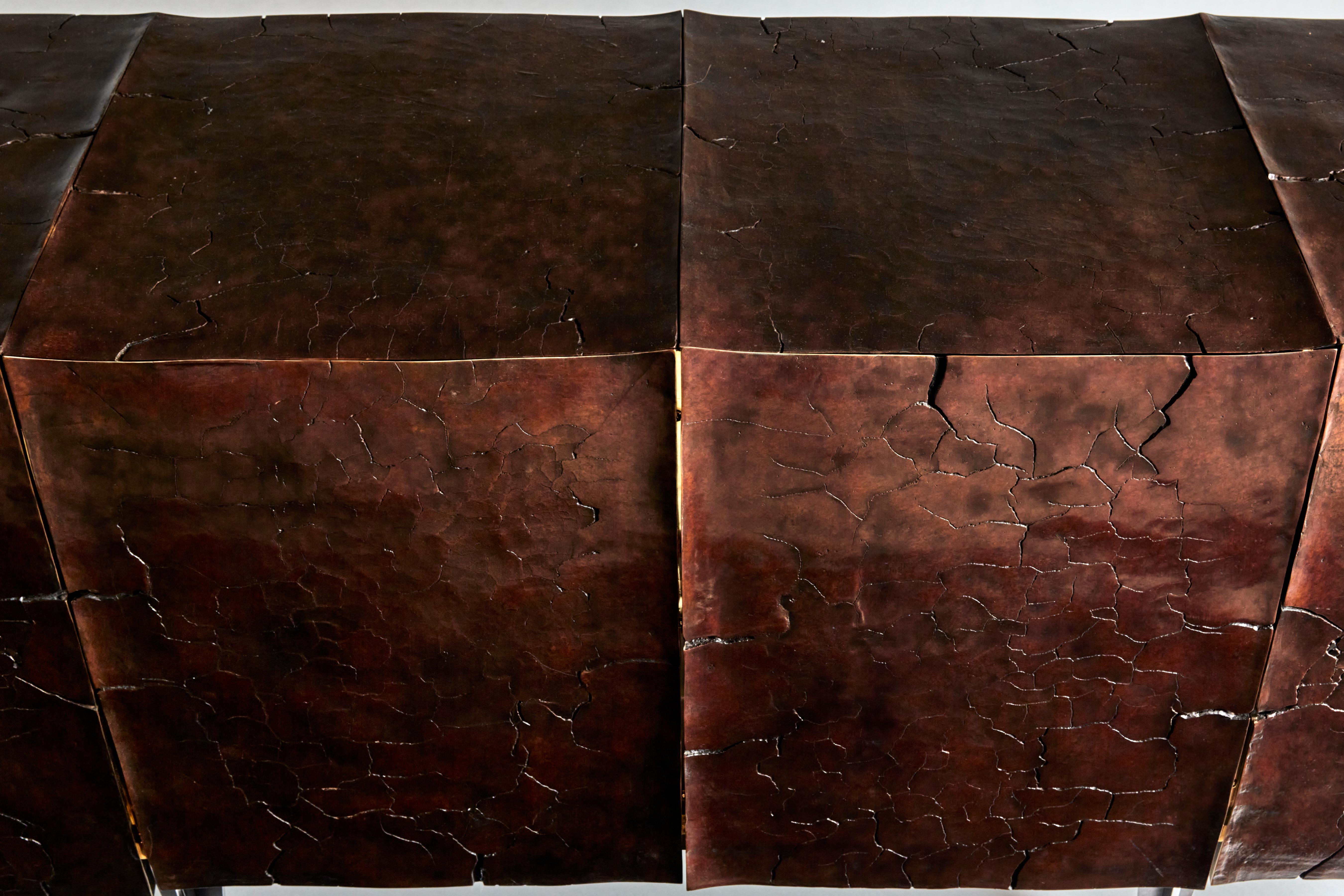 Credenza contemporanea in bronzo e legno di Erwan Boulloud, Francia in vendita 1