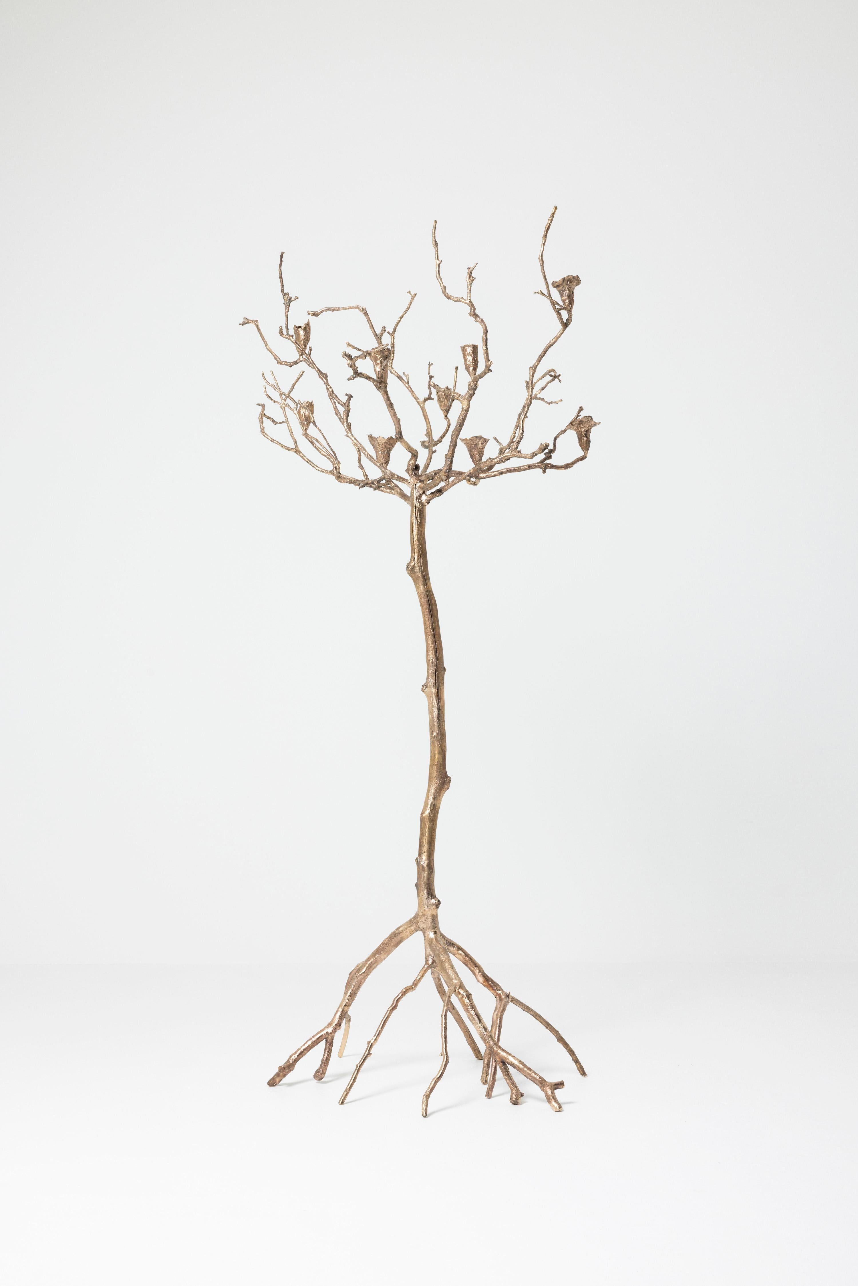 Zeitgenössischer bronzefarbener Kerzenleuchterbaum von Clotilde Ancarani, Belgien (Organische Moderne) im Angebot