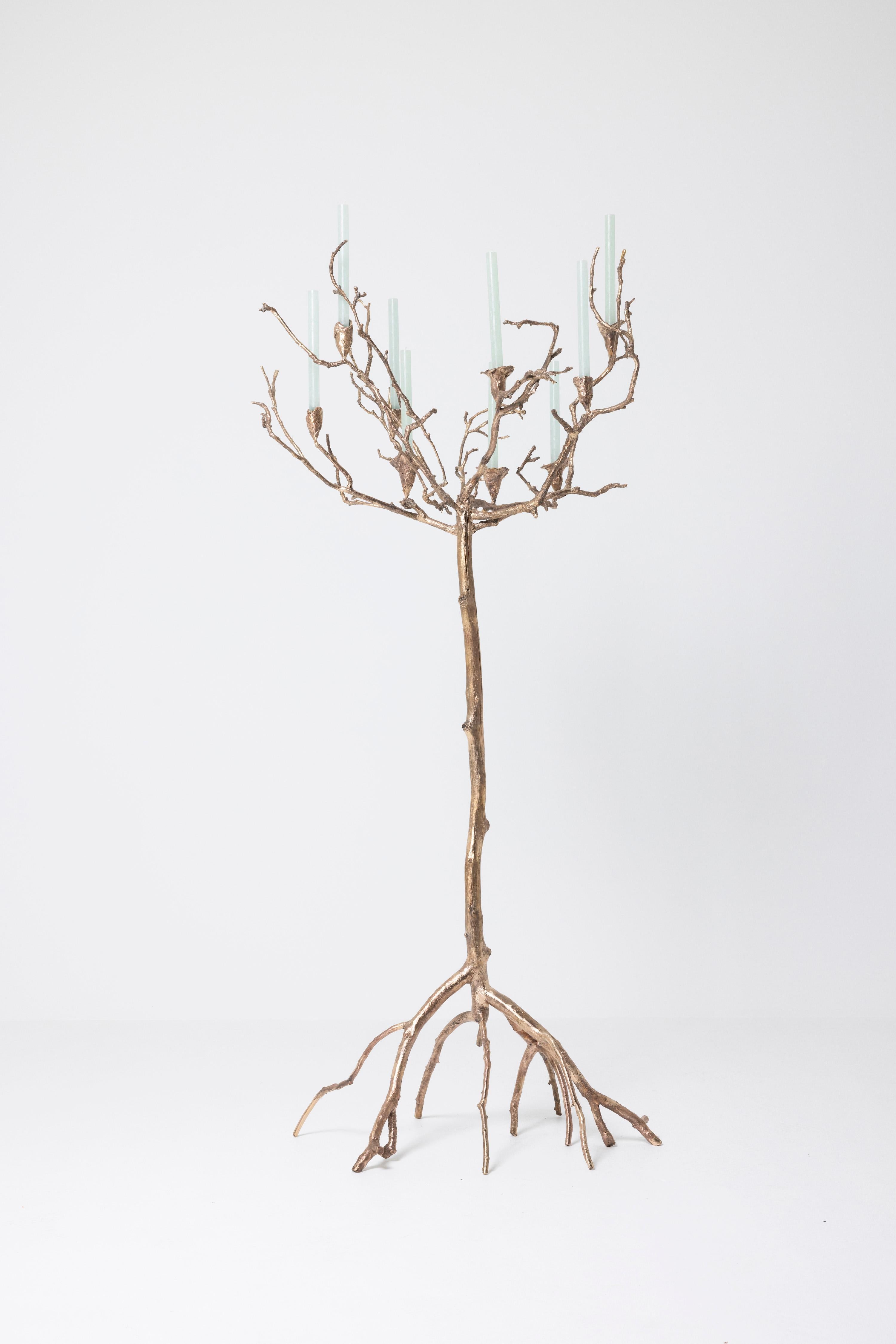 Zeitgenössischer bronzefarbener Kerzenleuchterbaum von Clotilde Ancarani, Belgien (Belgisch) im Angebot