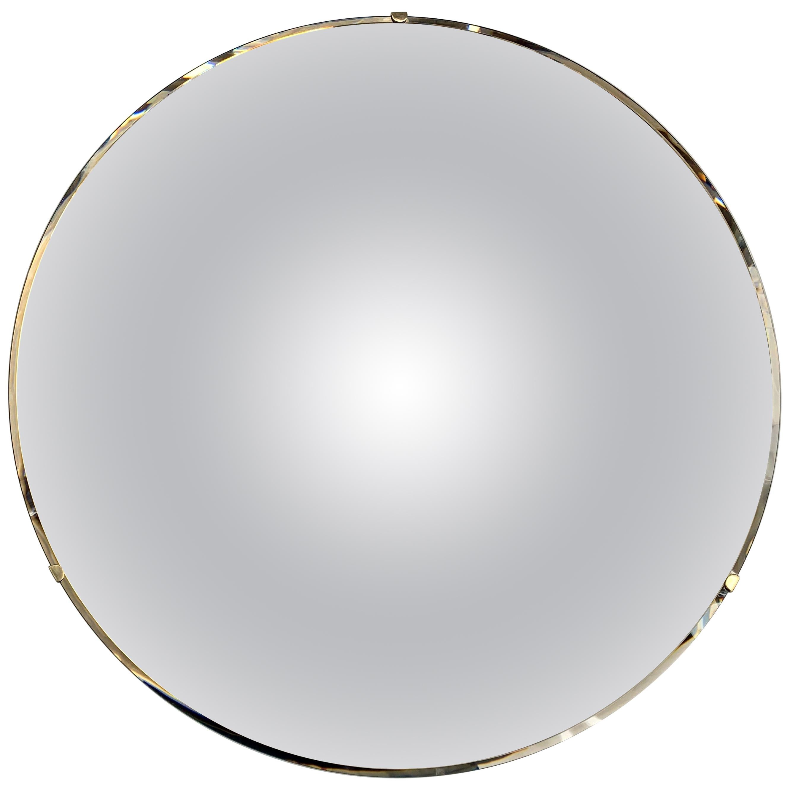 Contemporary Gold Bronze Concave Curve Mirror, Italy