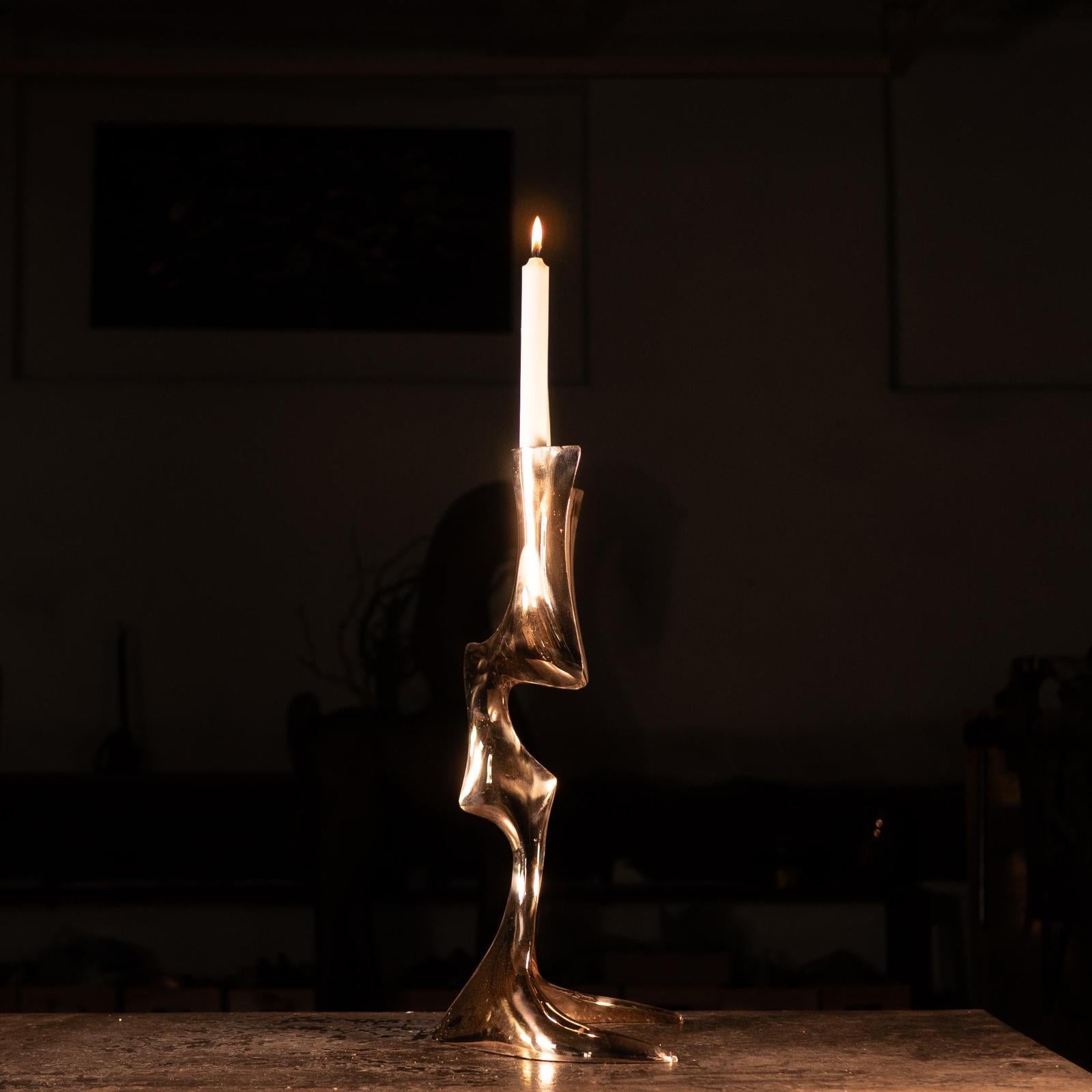 Hand-Crafted Contemporary Bronze Elan Candlesticks by Pierre Salagnac For Sale