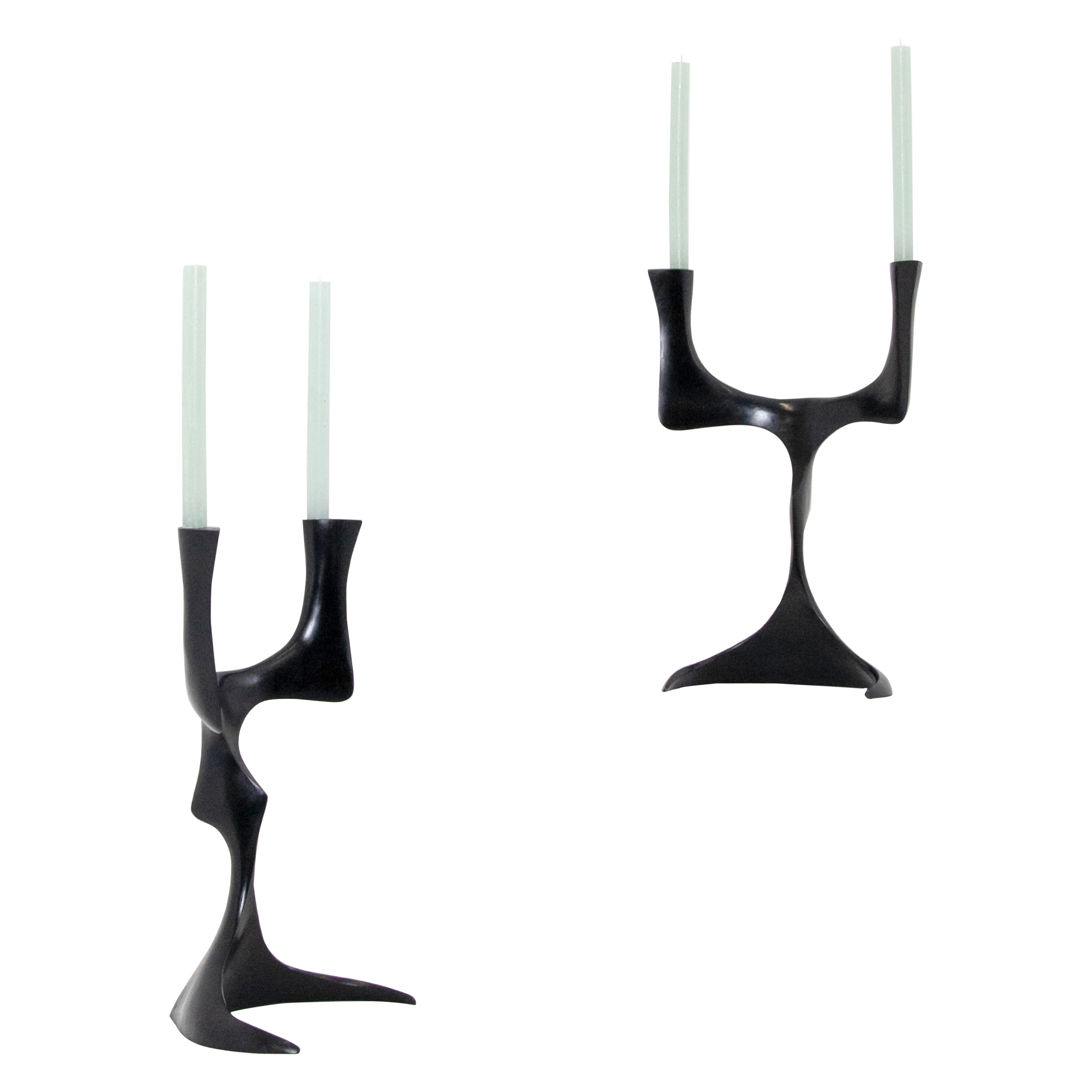 Contemporary Bronze Elan Candlesticks by Pierre Salagnac