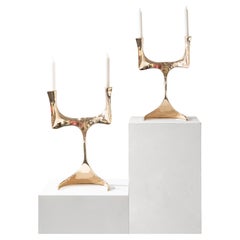Contemporary Bronze Elan Candlesticks by Pierre Salagnac