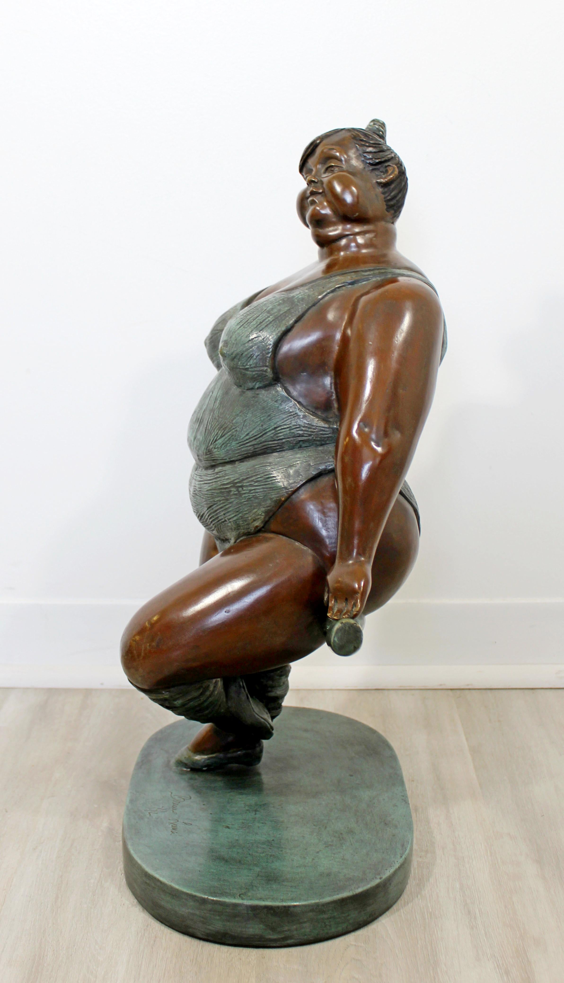 Contemporary Bronze Female Gymnast Figure Table Sculpture by Bruno Luna In Good Condition In Keego Harbor, MI