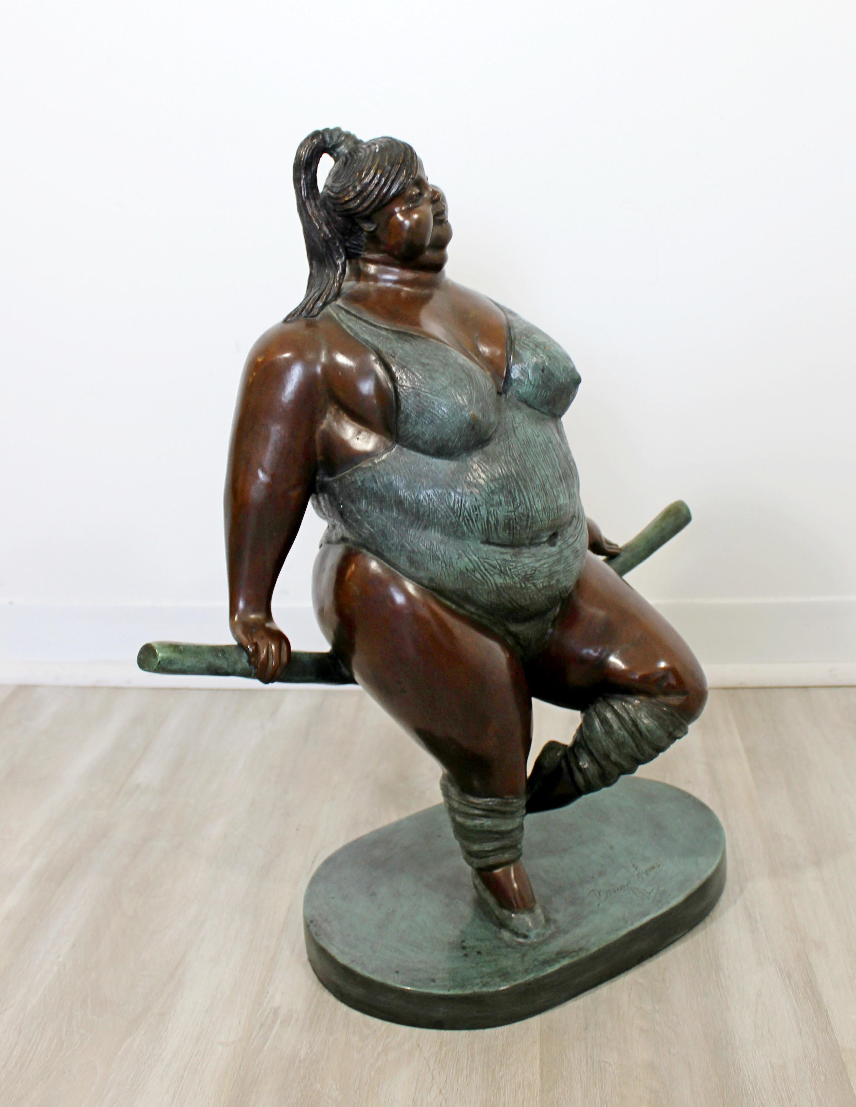 Contemporary Bronze Female Gymnast Figure Table Sculpture by Bruno Luna 4