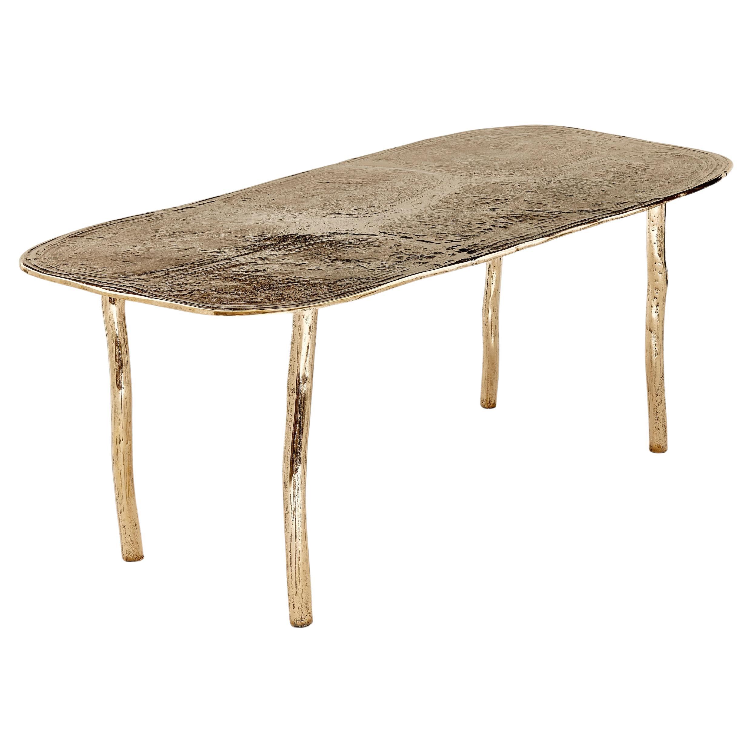 Table de salle à manger contemporaine en bronze doré polonais par Colo Studio, France