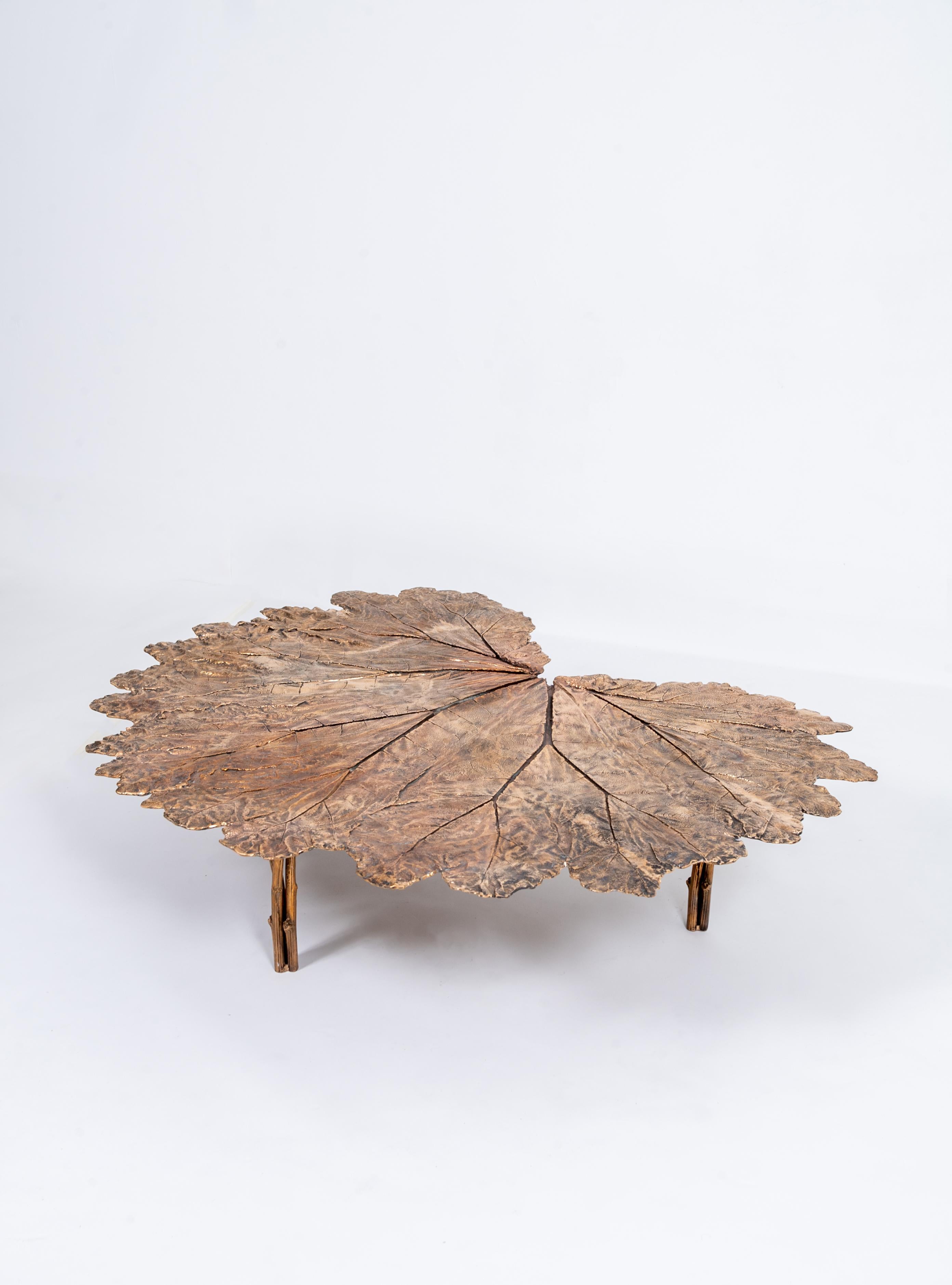 Organic Modern Contemporary Bronze Gunnera Coffee Table by Clotilde Ancarani  For Sale