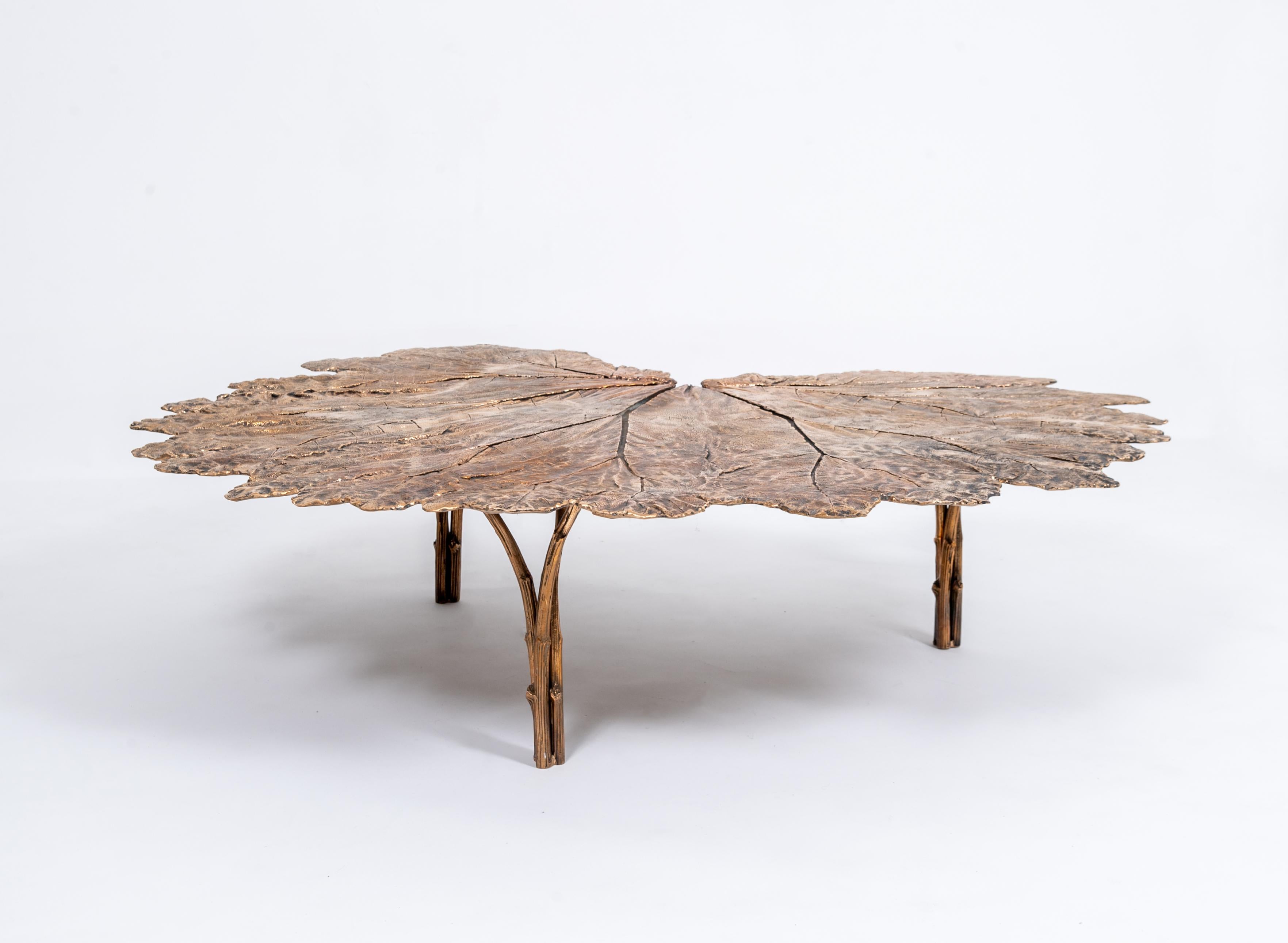 Hand-Crafted Contemporary Bronze Gunnera Coffee Table by Clotilde Ancarani  For Sale