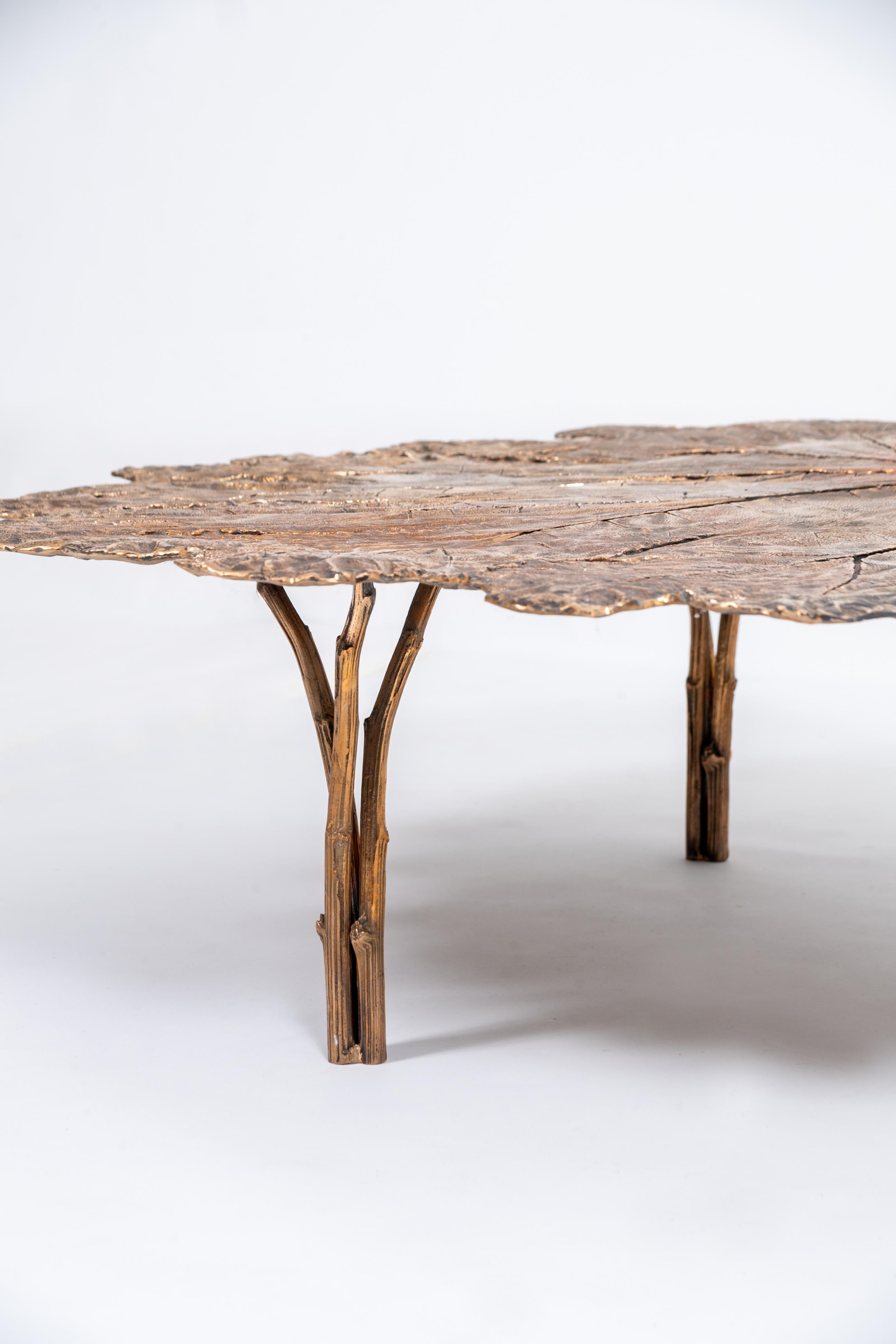 Contemporary Bronze Gunnera Coffee Table by Clotilde Ancarani  For Sale 1