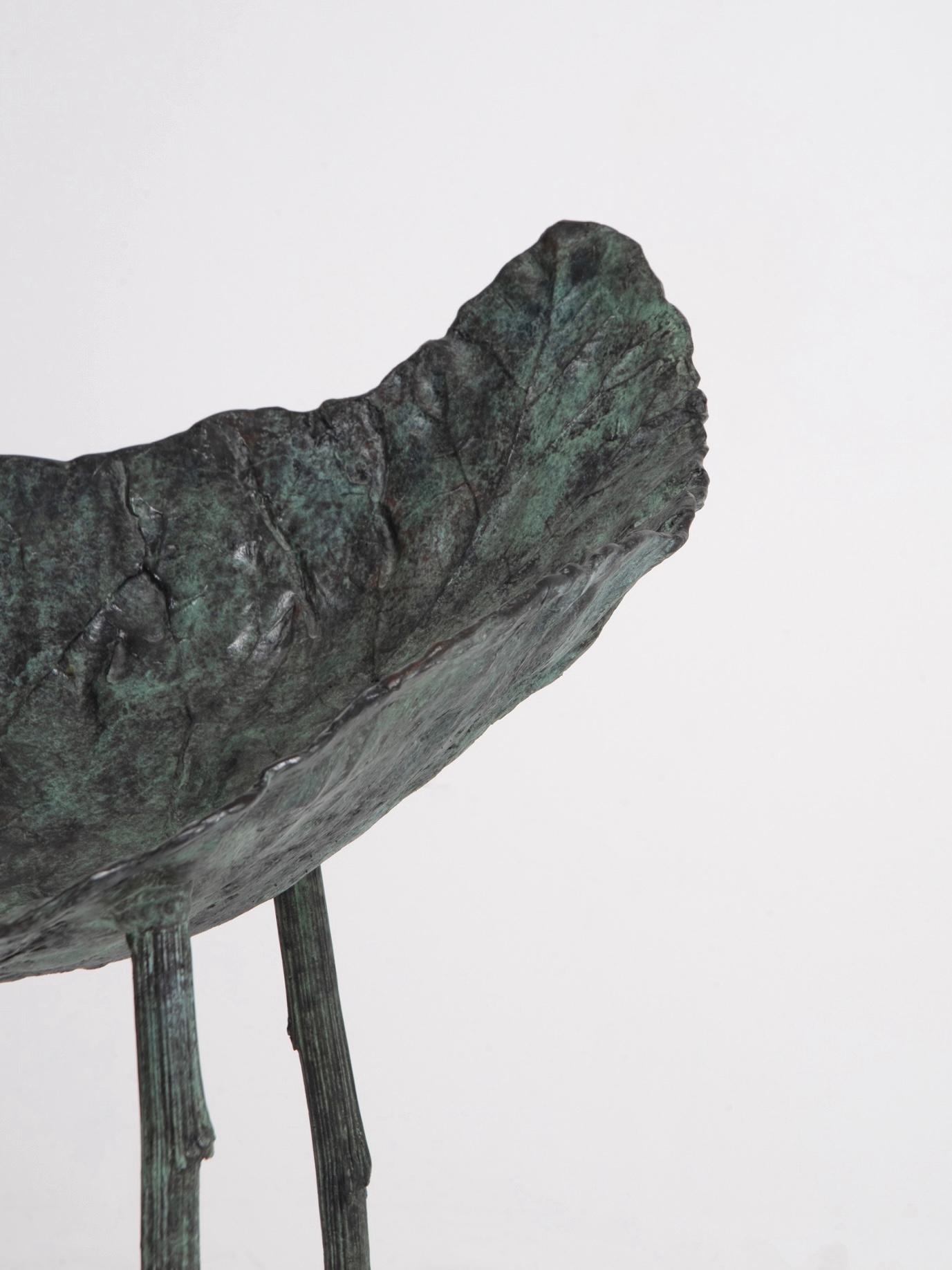 Hand-Carved Contemporary Bronze Leaf Chair by Clotilde Ancarani For Sale