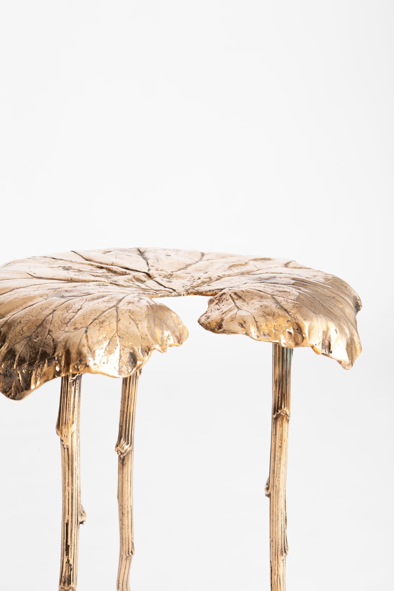 Belgian Contemporary Bronze Leaf Stool by Clotilde Ancarani