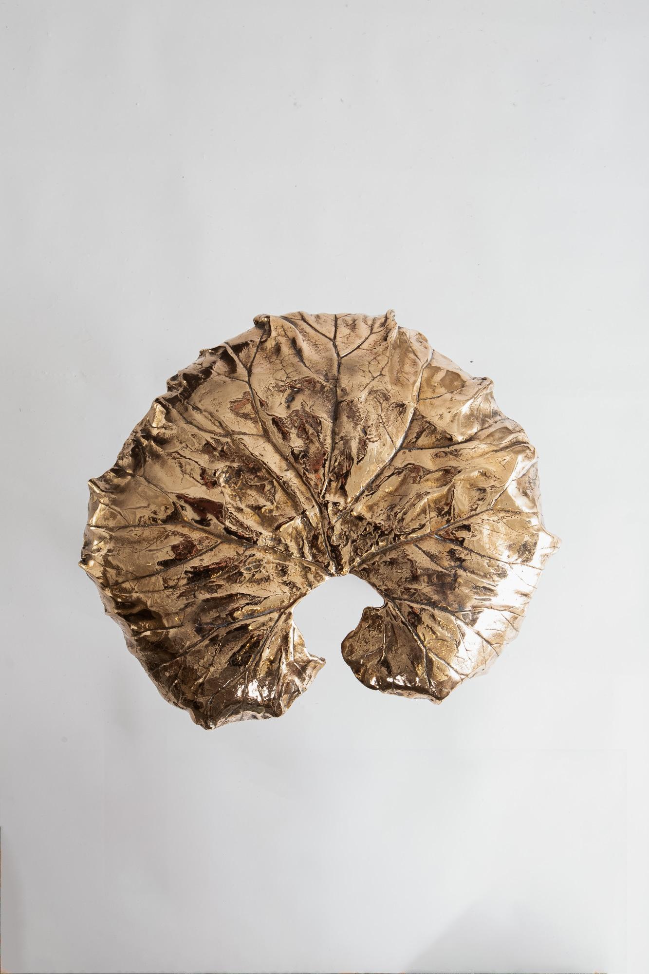 Organic Modern Contemporary Bronze Leaf Stool by Clotilde Ancarani
