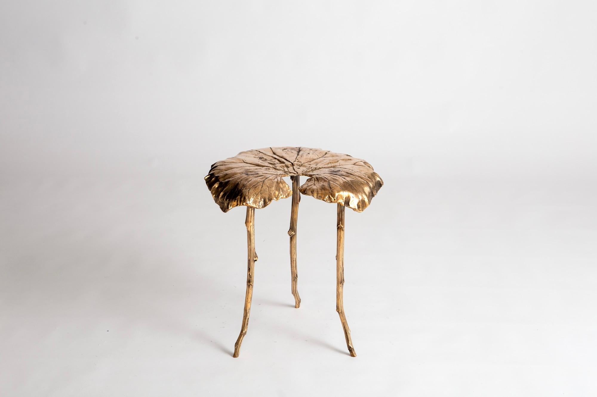 Patinated Contemporary Bronze Leaf Stool by Clotilde Ancarani