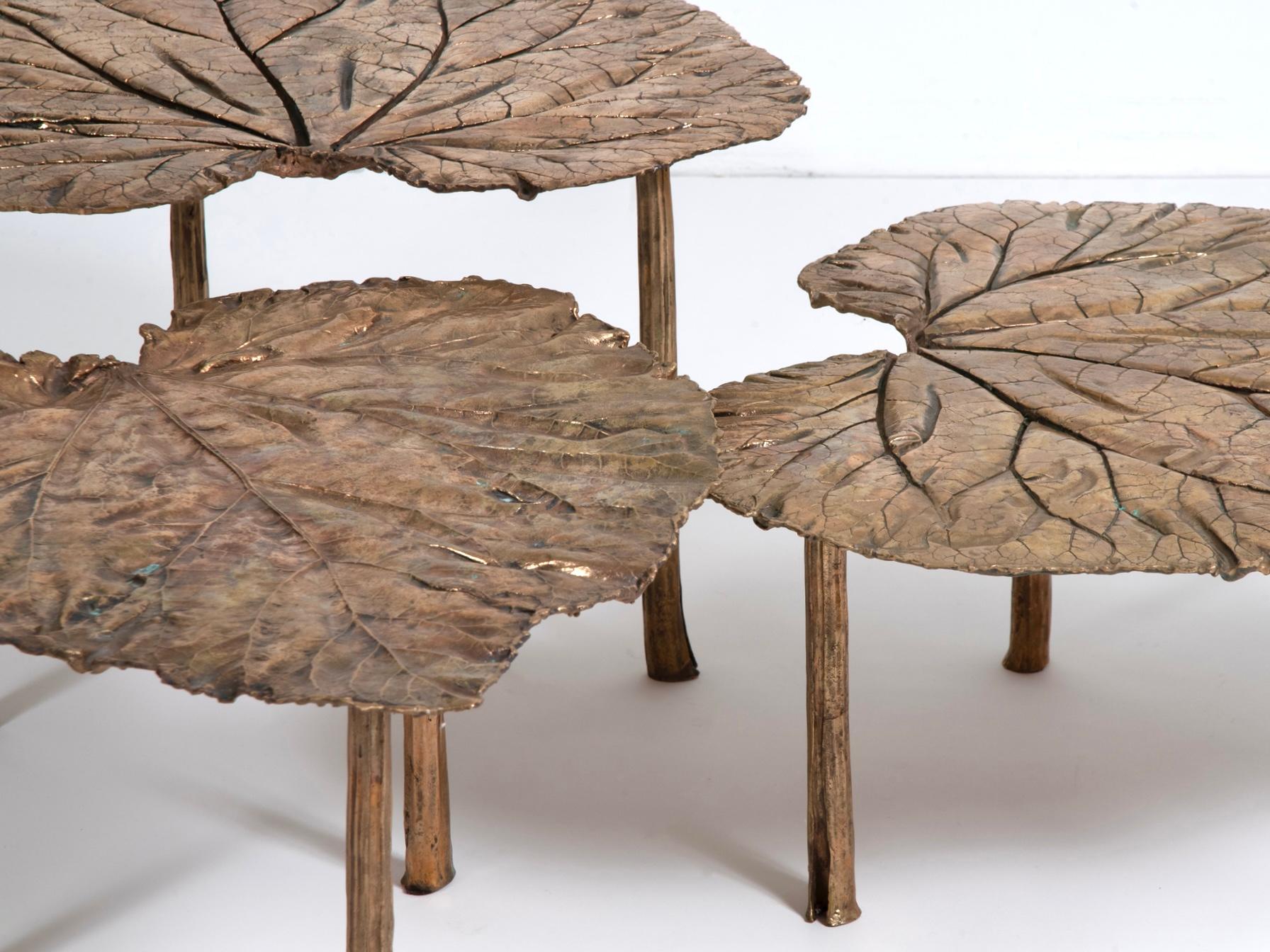 Organic Modern Contemporary Bronze Leaves Coffee Table by Clotilde Ancarani For Sale