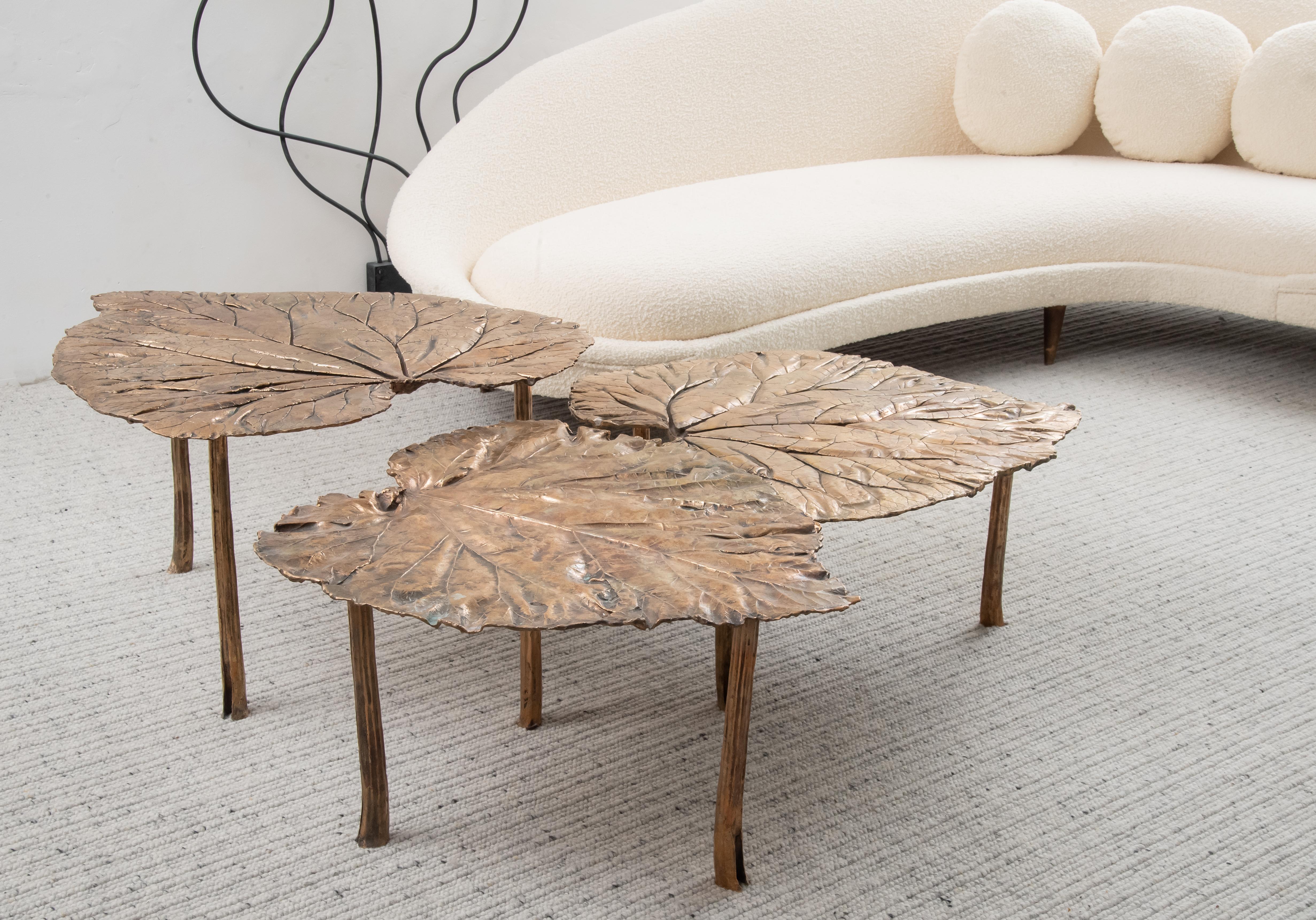 Contemporary Bronze Leaves Coffee Table by Clotilde Ancarani For Sale 4