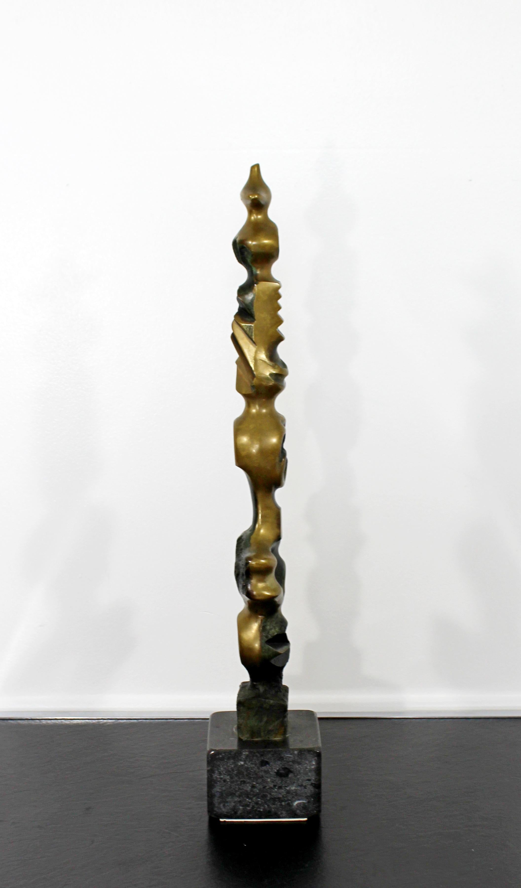 Mid-Century Modern Contemporary Bronze Marble Table Sculpture Signed by Kieff Grediaga TOTEM, 1980s