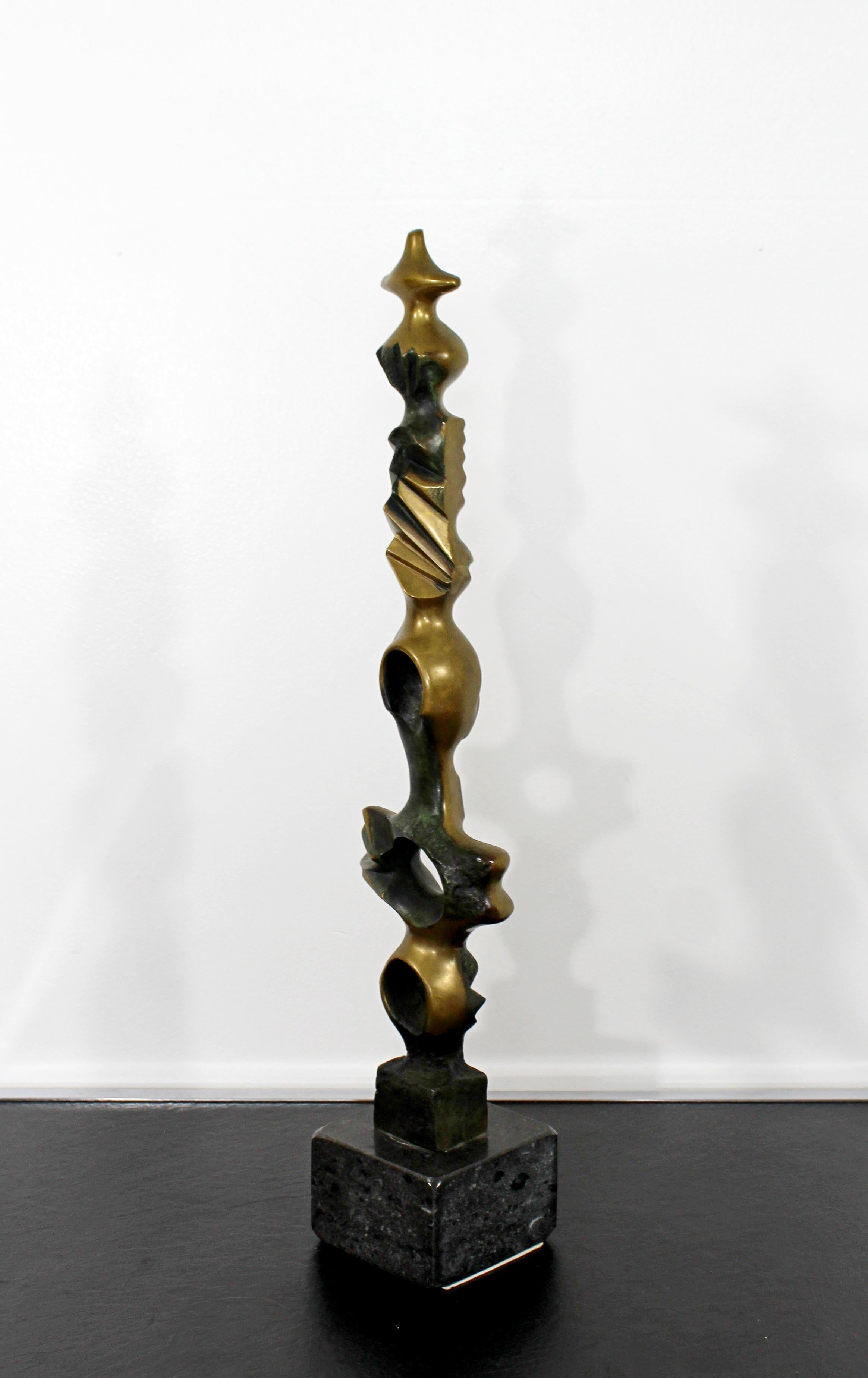 Spanish Contemporary Bronze Marble Table Sculpture Signed by Kieff Grediaga TOTEM, 1980s