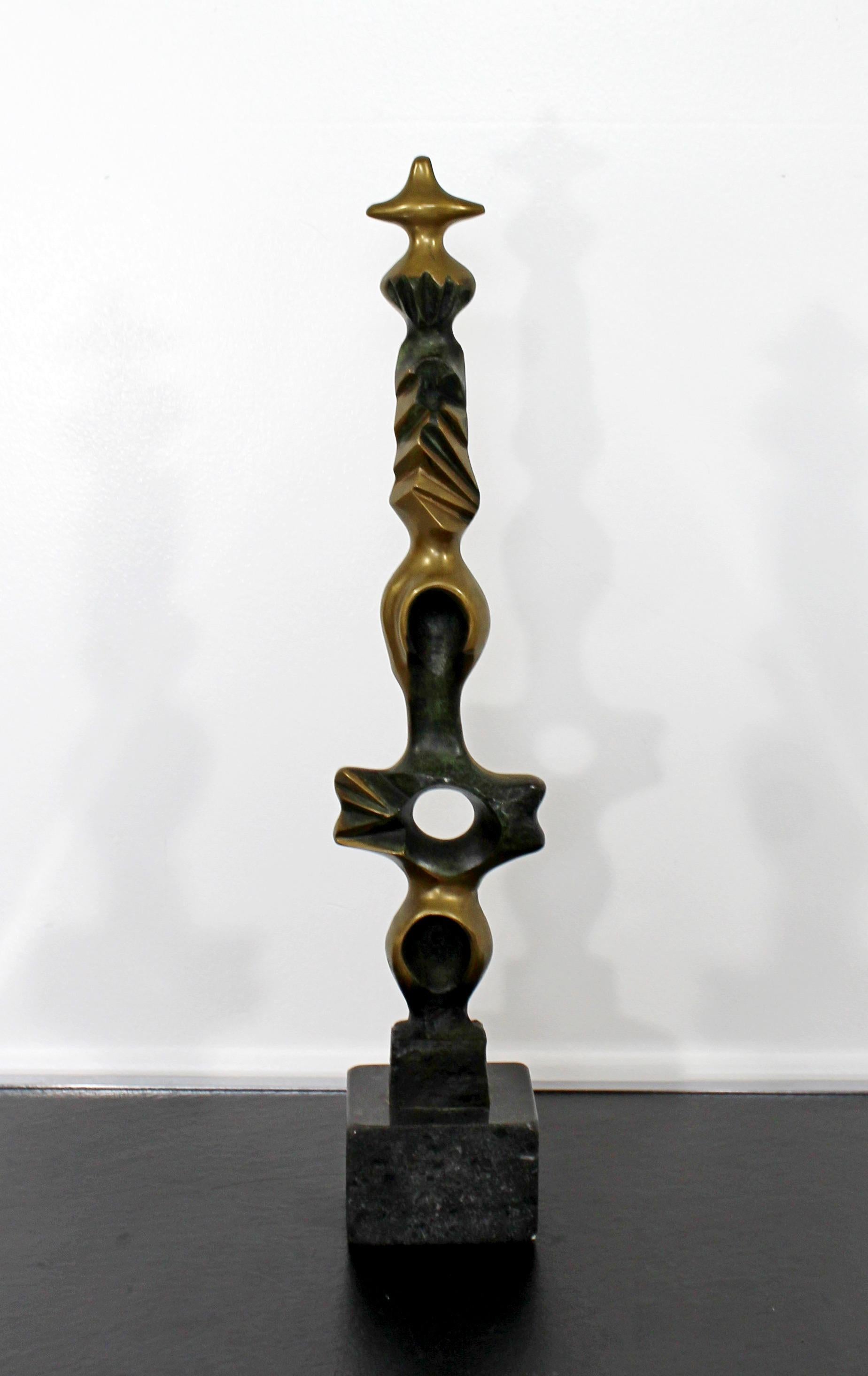 Contemporary Bronze Marble Table Sculpture Signed by Kieff Grediaga TOTEM, 1980s In Good Condition In Keego Harbor, MI