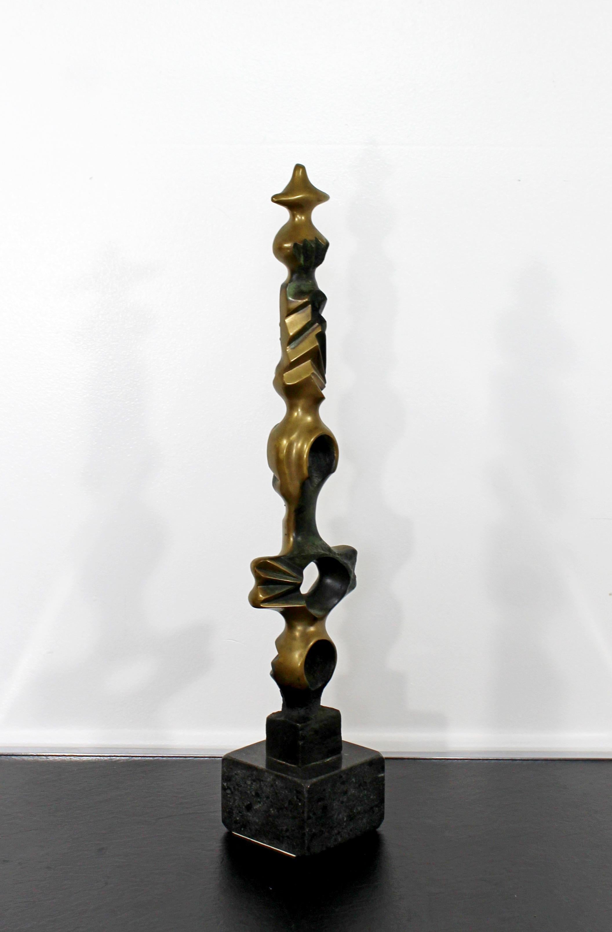 Late 20th Century Contemporary Bronze Marble Table Sculpture Signed by Kieff Grediaga TOTEM, 1980s