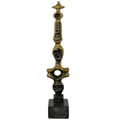 Contemporary Bronze Marble Table Sculpture Signed by Kieff Grediaga TOTEM, 1980s