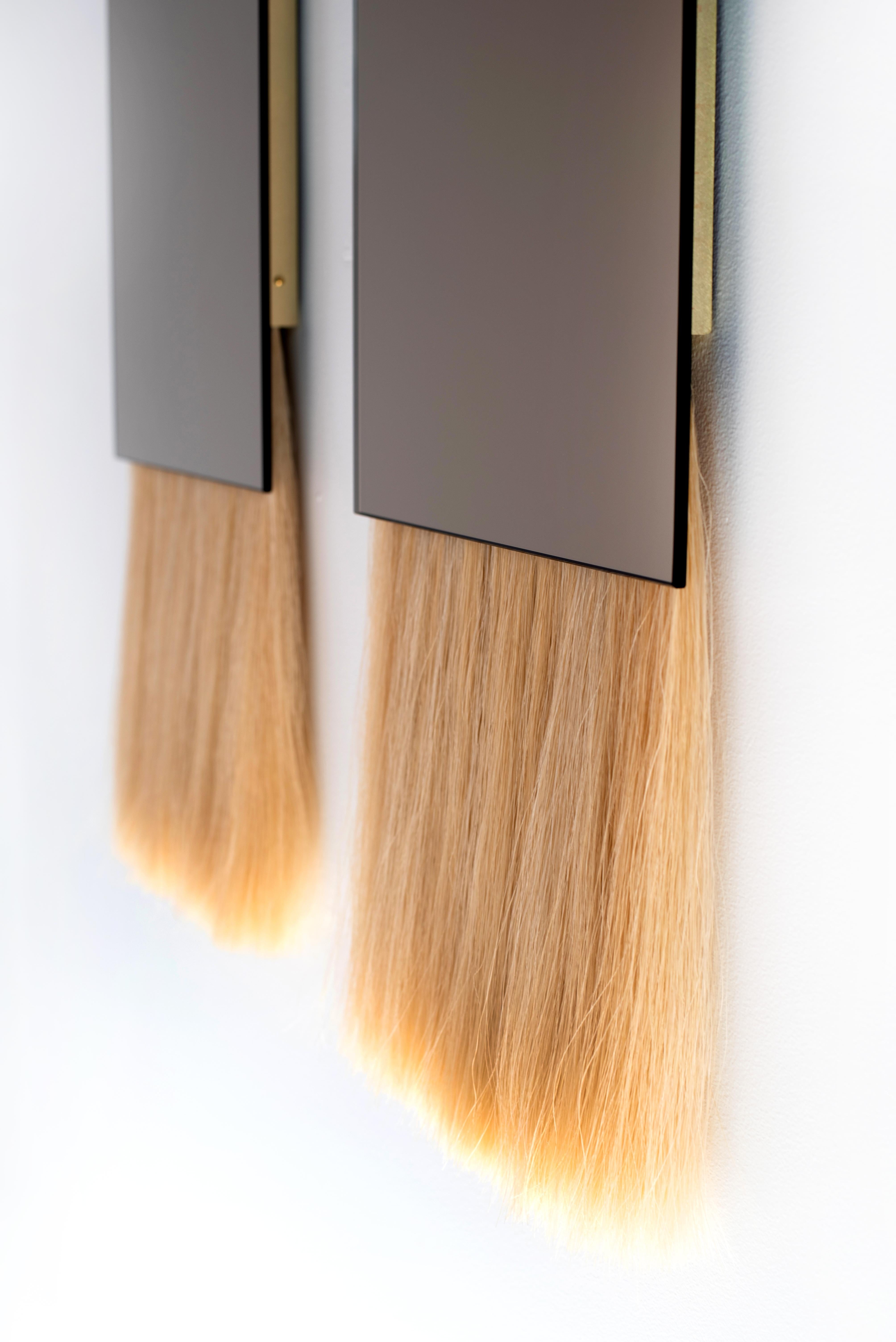 Brass Contemporary Bronze Mirror with Horsehair, Vos Mirror by Ben & Aja Blanc For Sale